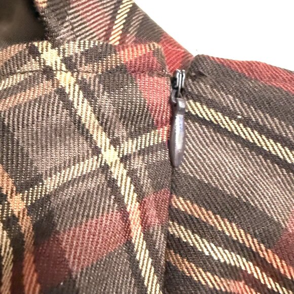 Croft & Barrow Women's Skirt Sz 14 Black Red Plaid Fringe Toggle Stretch Vintage - Picture 4 of 9